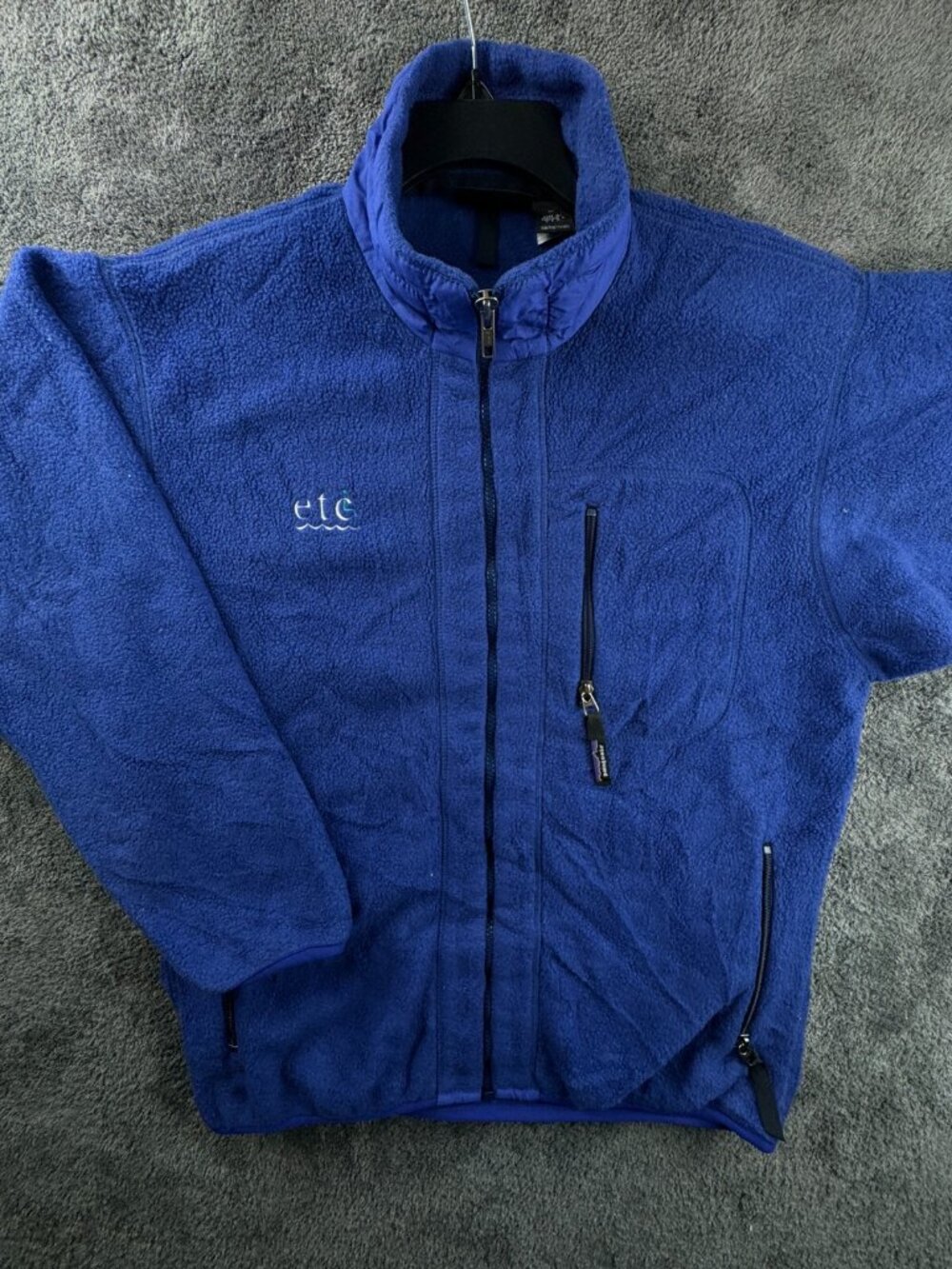 VTG Patagonia Women Jacket Full Zip Fleece Blue Medium USA W Pocket Outdoors